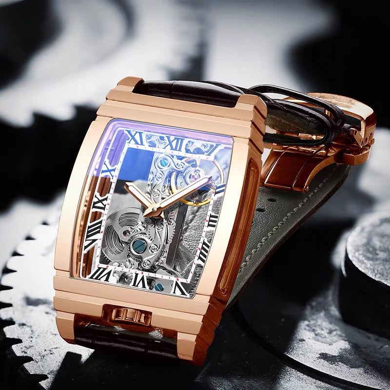 Unisex Stainless Steel Leather Watch