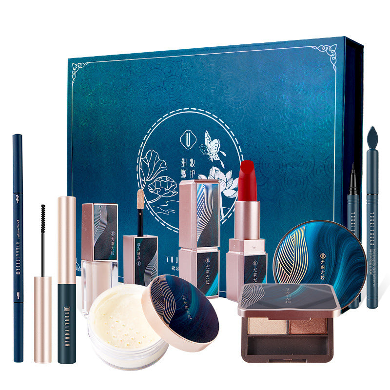 Eight-Piece Floral  Jade Makeup Set