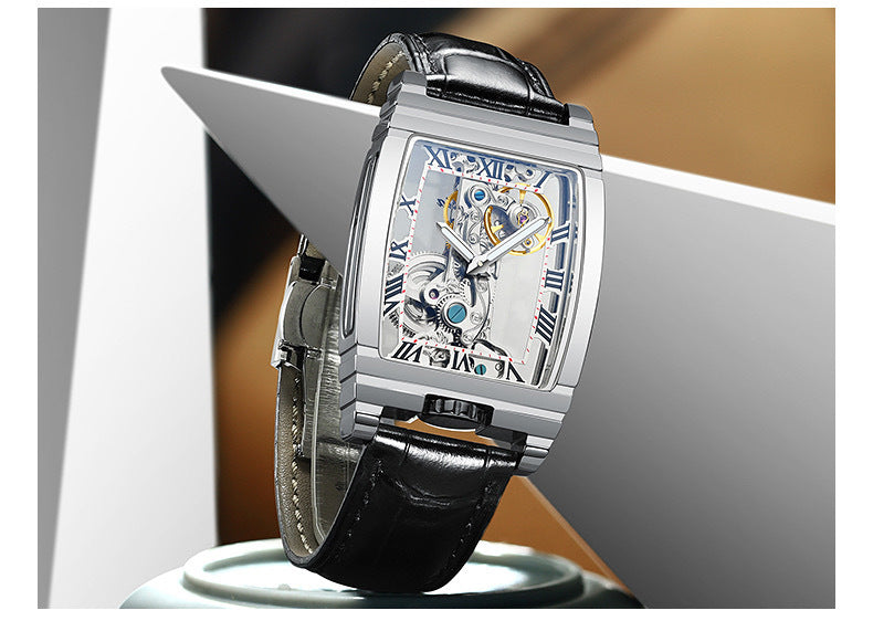 Unisex Stainless Steel Leather Watch