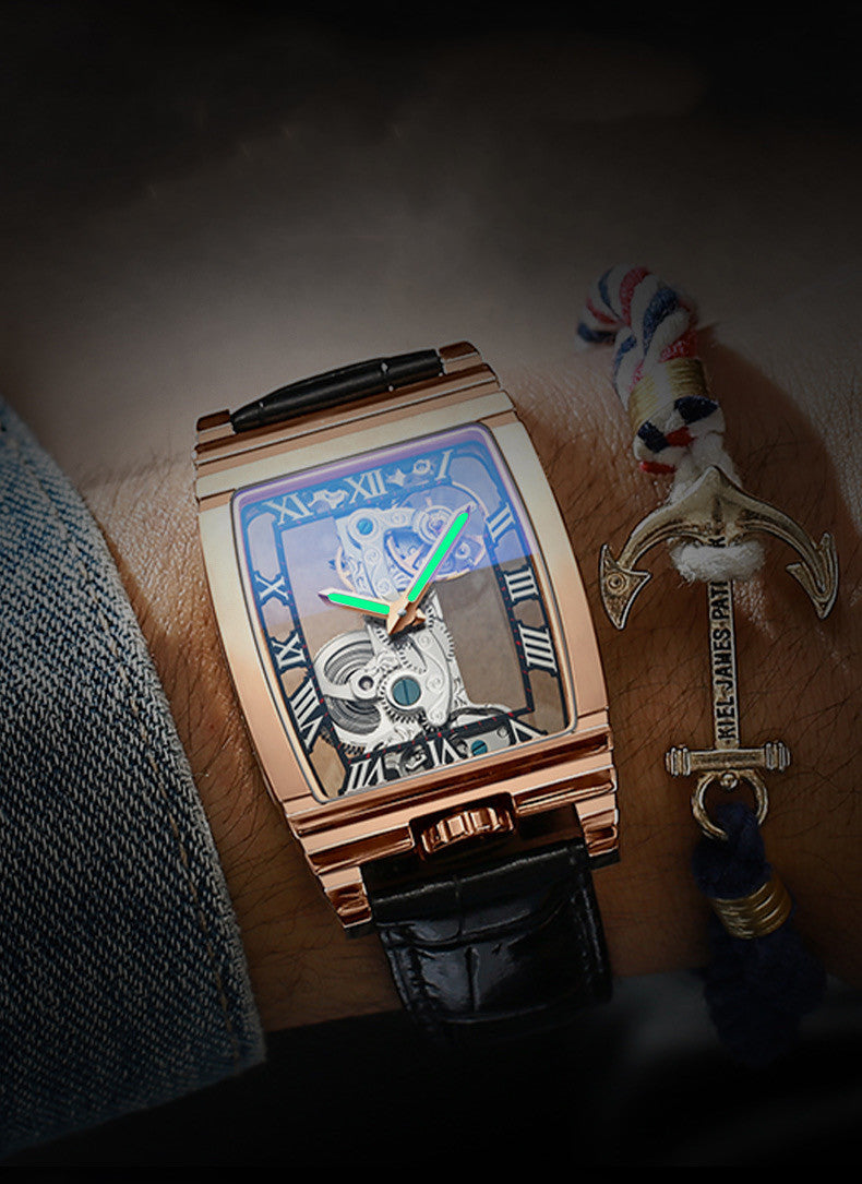 Unisex Stainless Steel Leather Watch