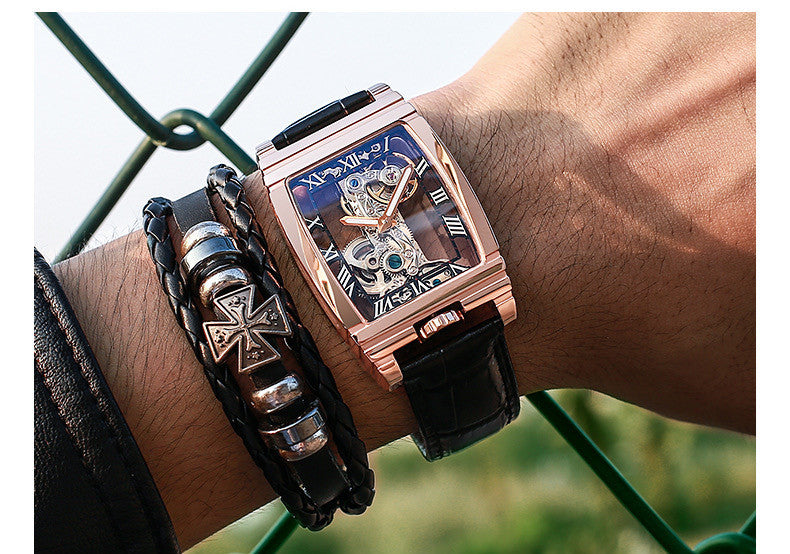 Unisex Stainless Steel Leather Watch