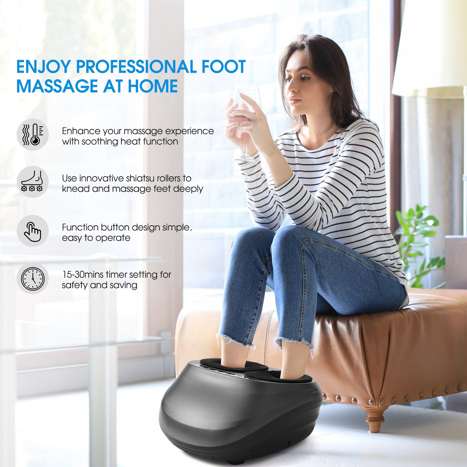 Electric Foot Massager Shiatsu Heat Therapy