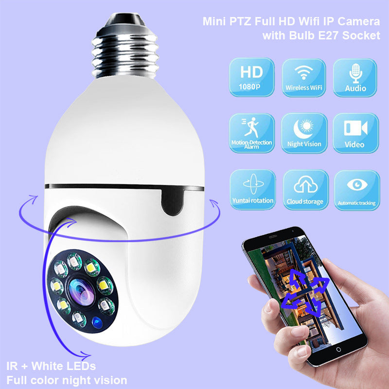 360° WiFi Bulb Camera with 4X Zoom