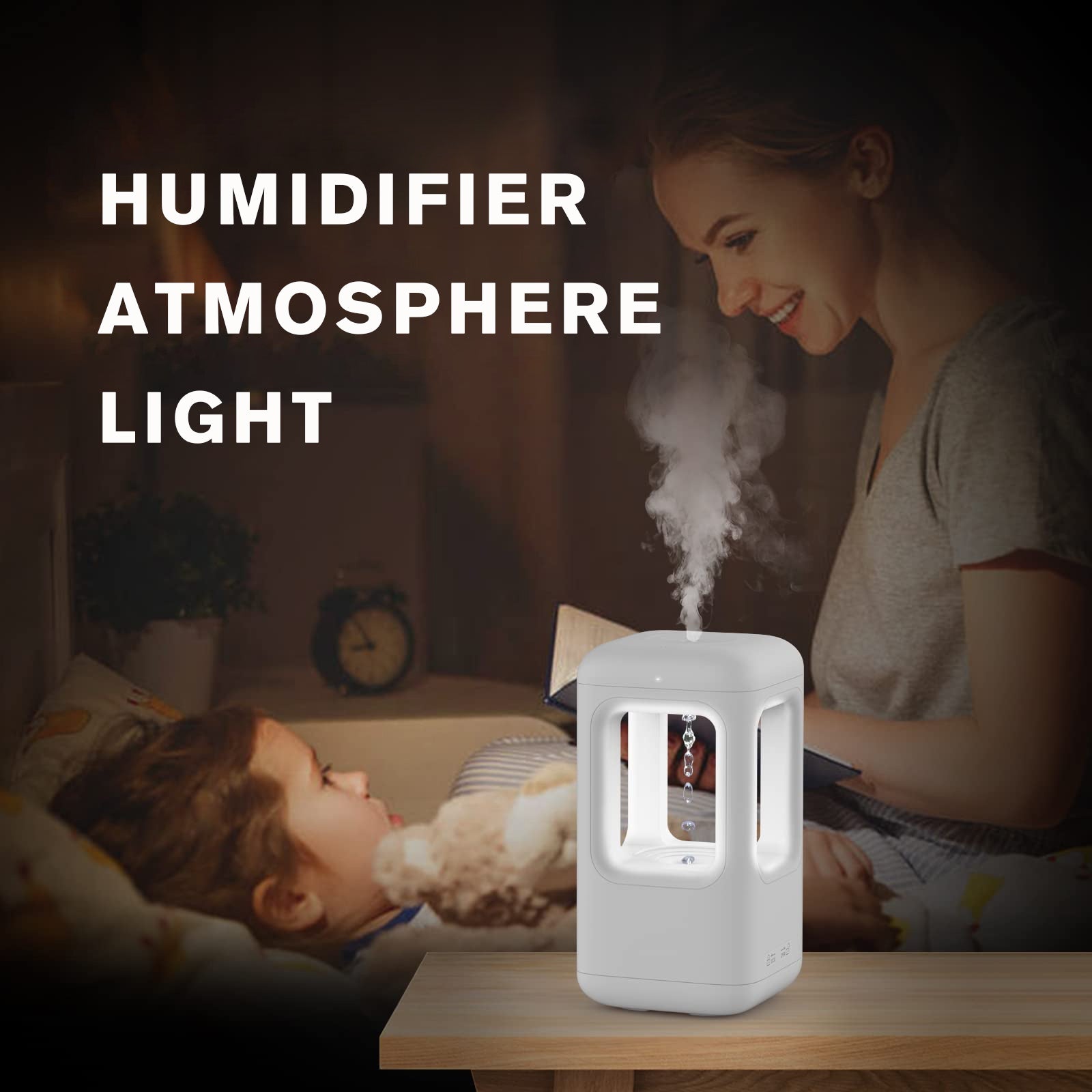 Quiet Home Air Humidifier with Atmosphere Light