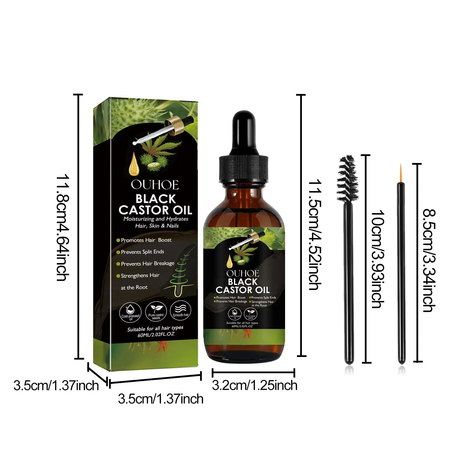 Black Castor Oil 100% Organic Moisturize Hair Growth Serum