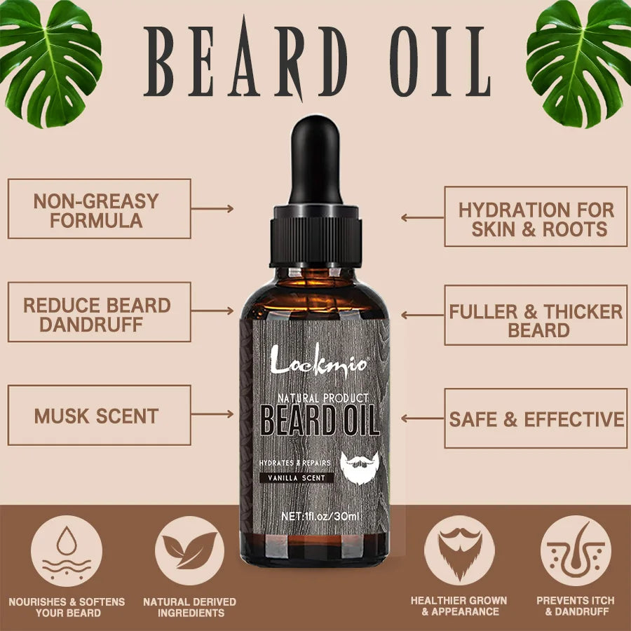 LOCKMIO 4pcs/set Beard Oil Beards