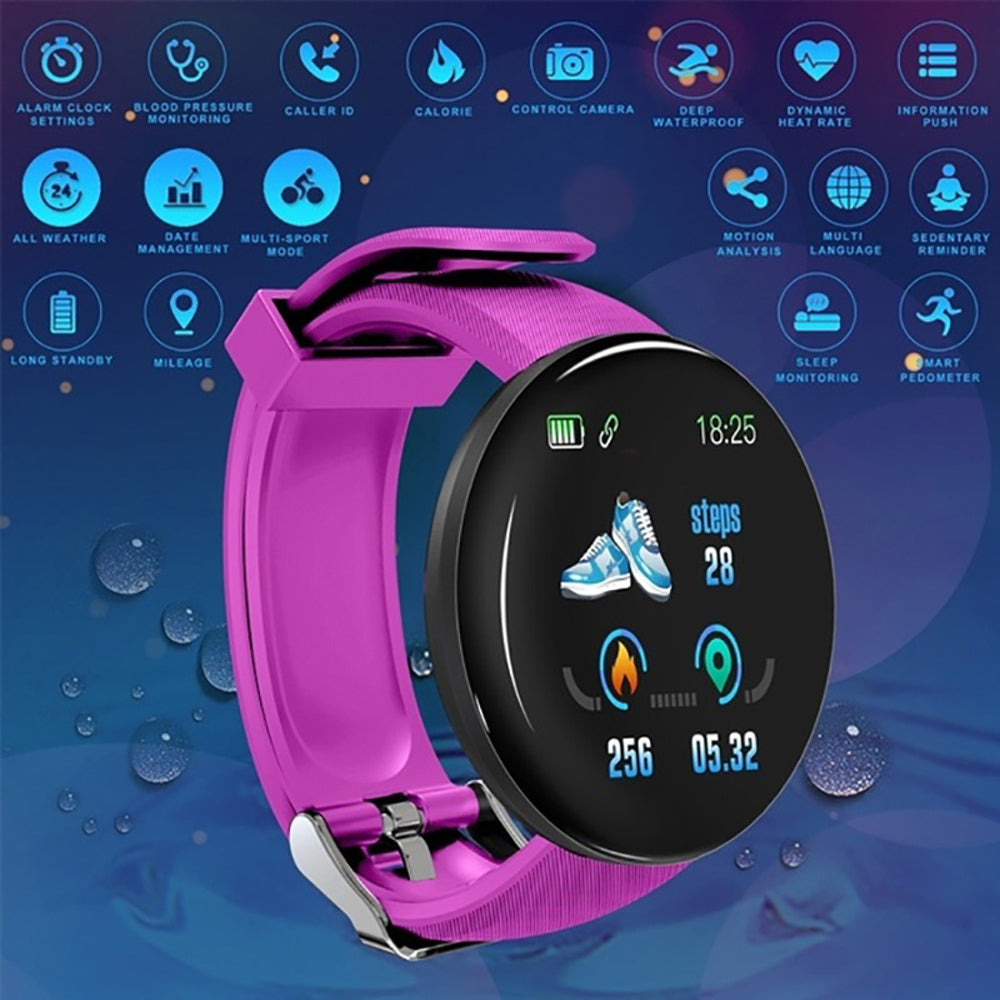 D18 Unisex Smart Watch with Heart Rate Monitor