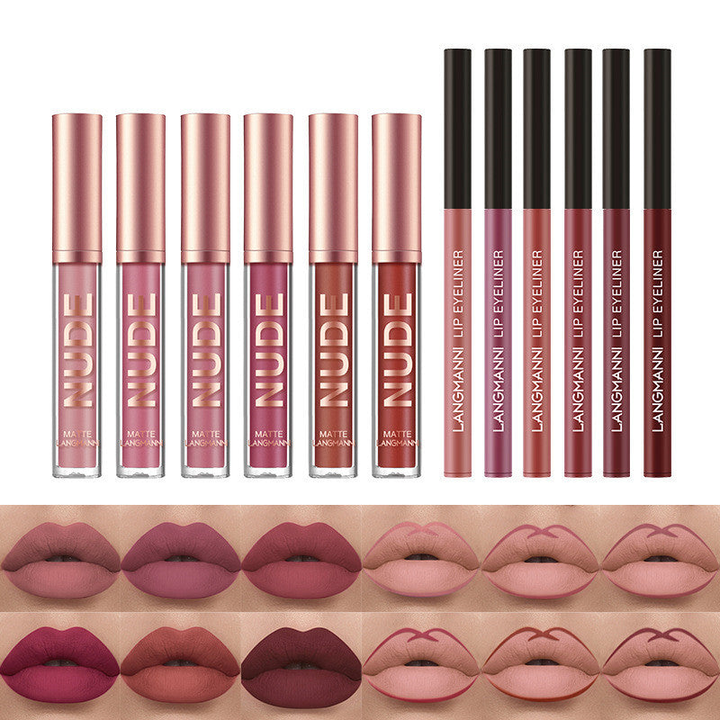 Matte Lipstick & Lip Liner Set (12 Pcs)