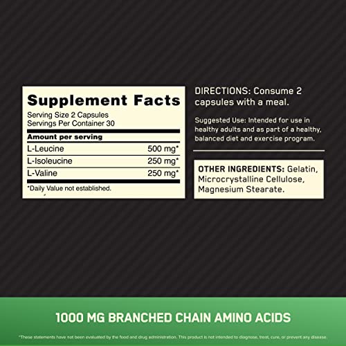 Optimum Nutrition BCAA Capsules, Amino Acids Tablets