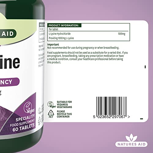 Natures Aid L-Lysine 1000 mg, 60 Tablets