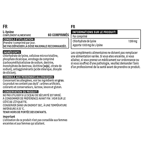 Natures Aid L-Lysine 1000 mg, 60 Tablets