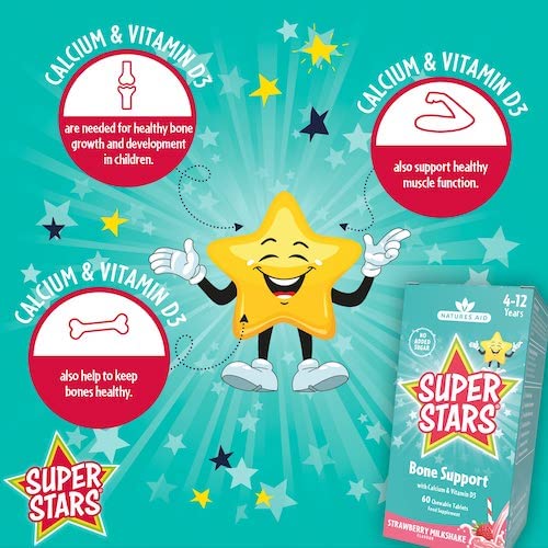 Natures Aid Super Stars Bone Support Chewable Tablets for Children