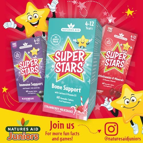 Natures Aid Super Stars Bone Support Chewable Tablets for Children