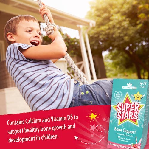 Natures Aid Super Stars Bone Support Chewable Tablets for Children
