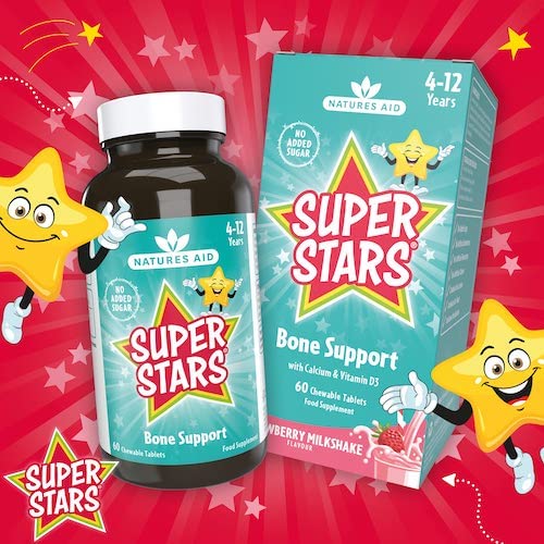 Natures Aid Super Stars Bone Support Chewable Tablets for Children