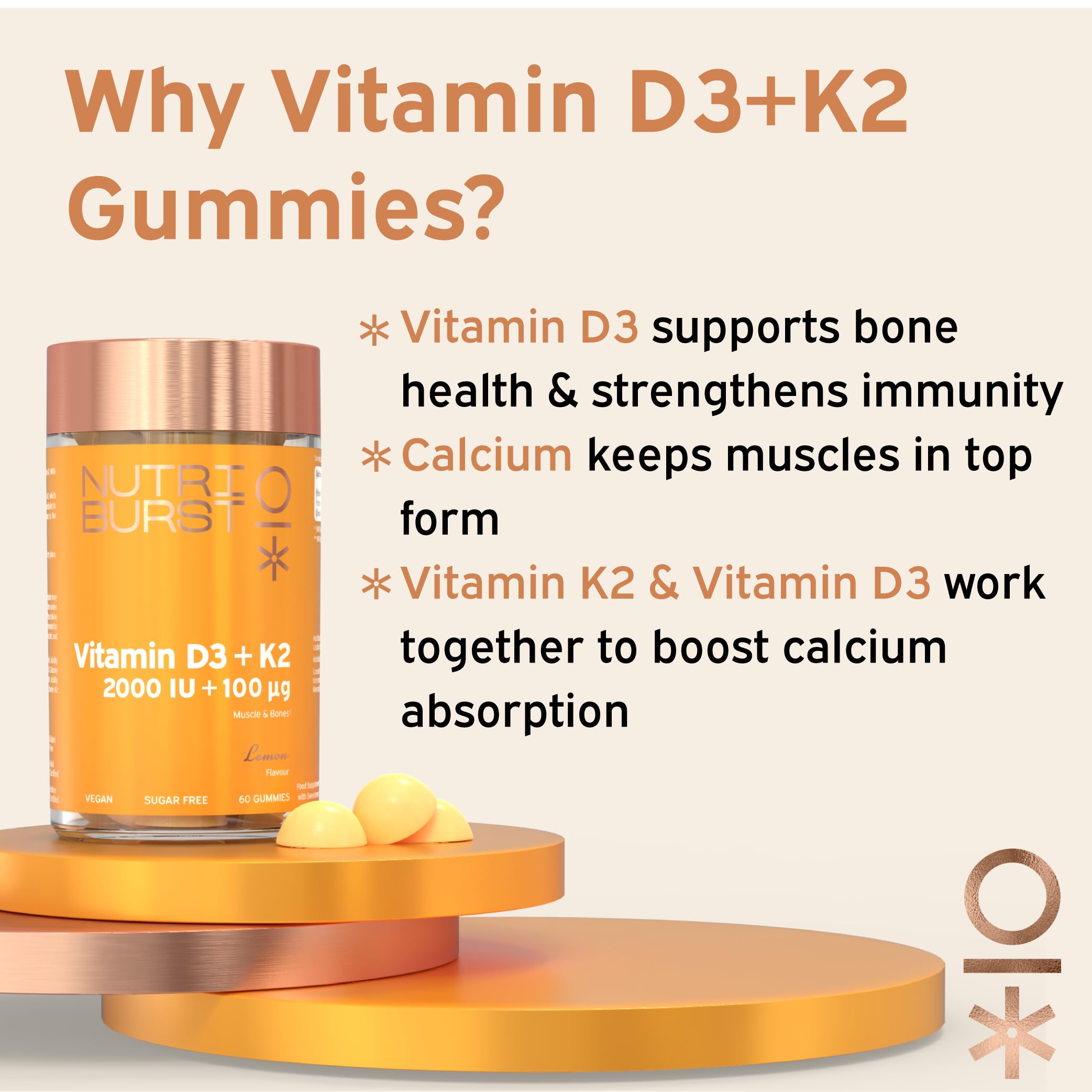 Nutriburst Vitamin D3 (2000IU) + K2 (100µg)