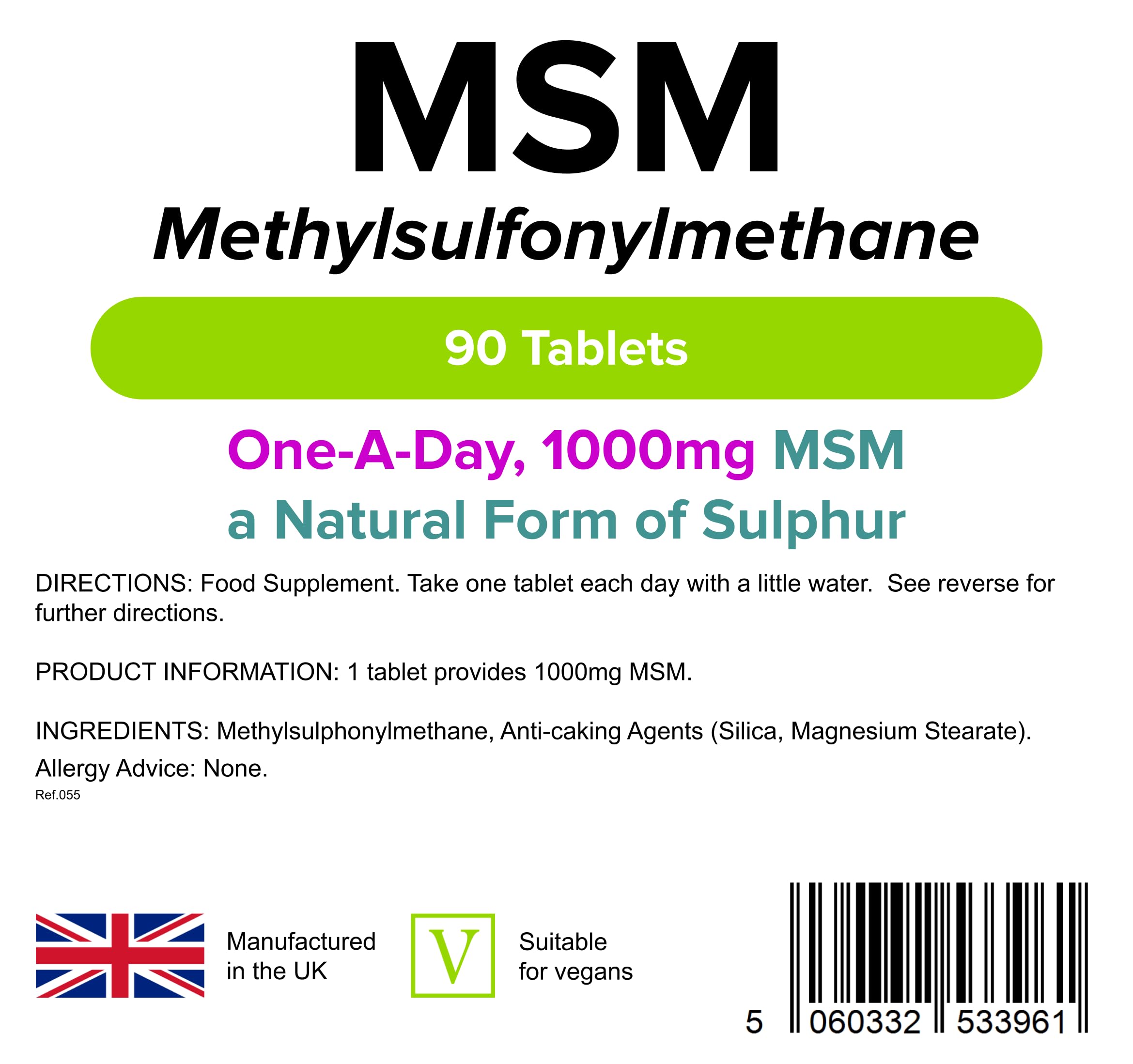 Lindens MSM 1000mg - 90 Vegan Tablets