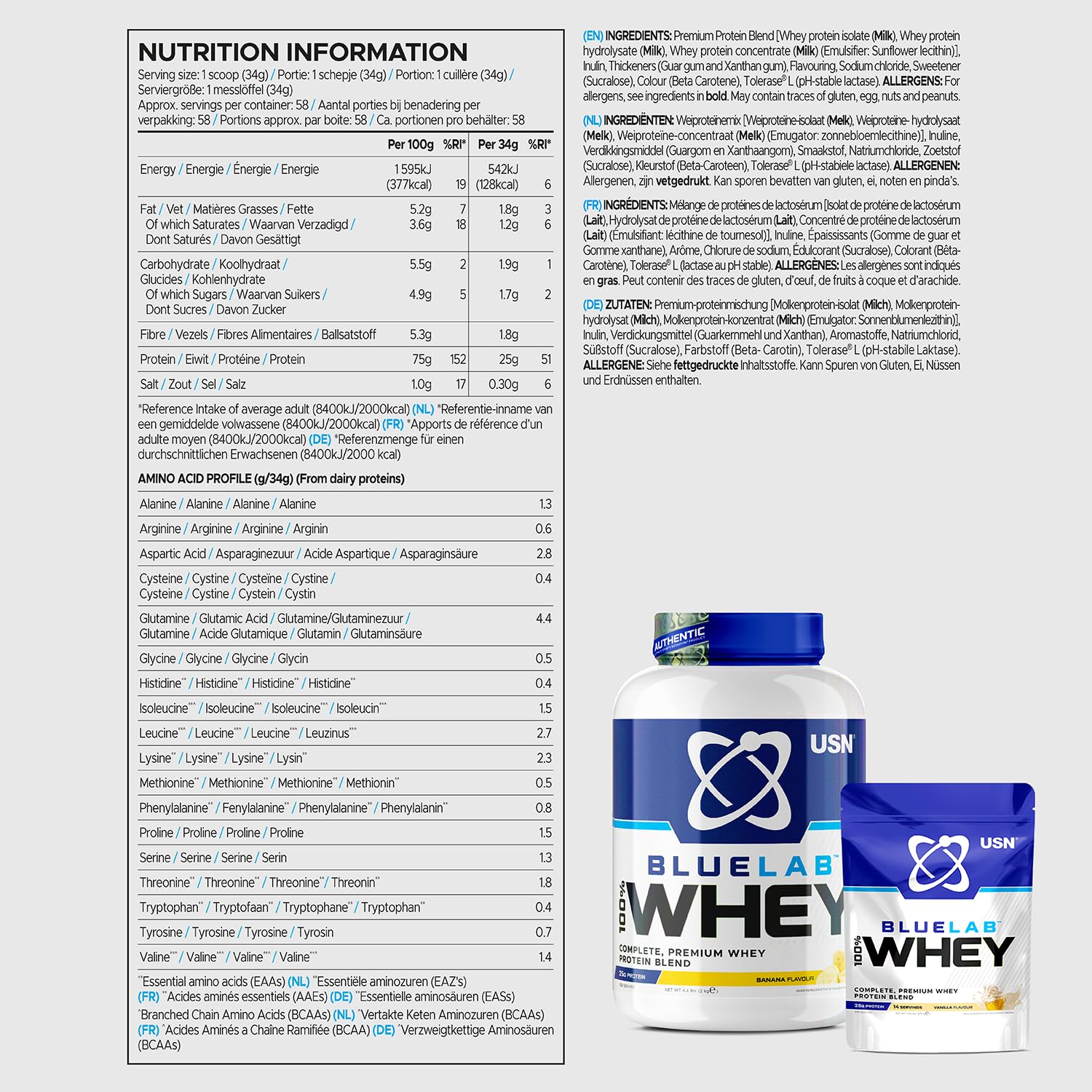 USN Blue Lab Whey Protein Powder