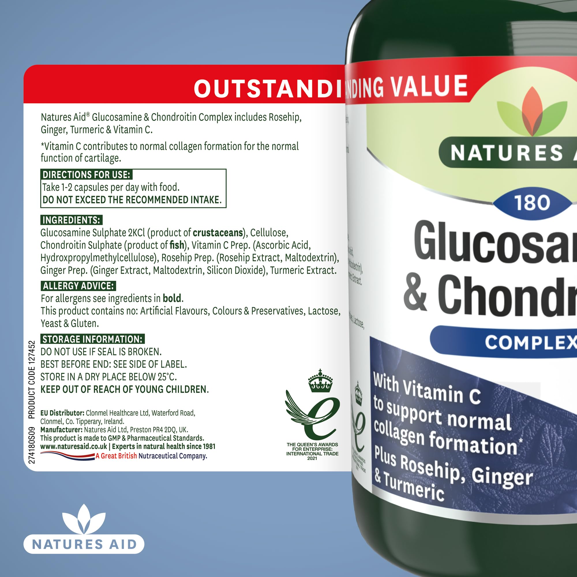 Natures Aid Glucosamine and Chondroitin Complex Capsules